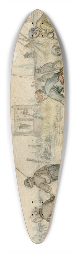 Hendrick Avercamp - Winter Landscape with Two Women and a Sledge and Other Figures on the Ice, a Gallows in the Distance 39.3 inch art pintail longboard deck