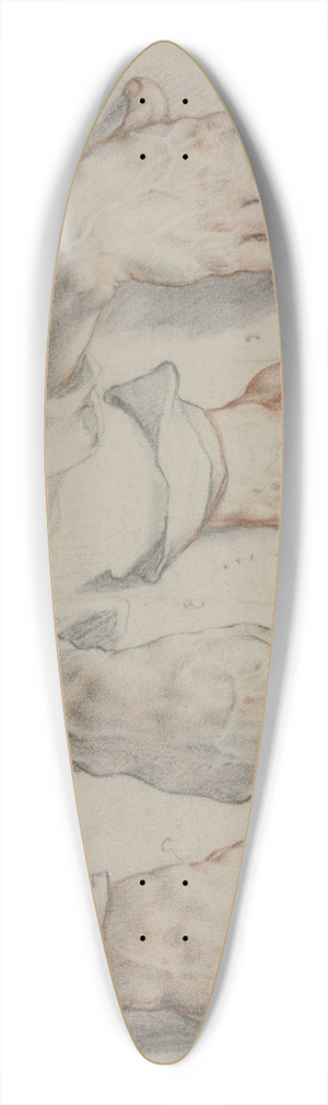Hendrick Goltzius - Four studies of a right hand 39.3 inch art pintail longboard deck