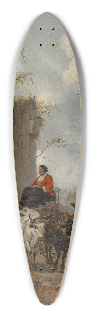Hendrick Mommers - An Italianate landscape with villagers and an ox-cart 39.3 inch art pintail longboard deck