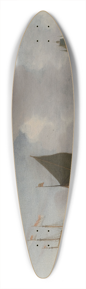 Hendrick van Anthonissen - Ships near Zierikzee with the Zuidhavenpoort in the Background 39.3 inch art pintail longboard deck