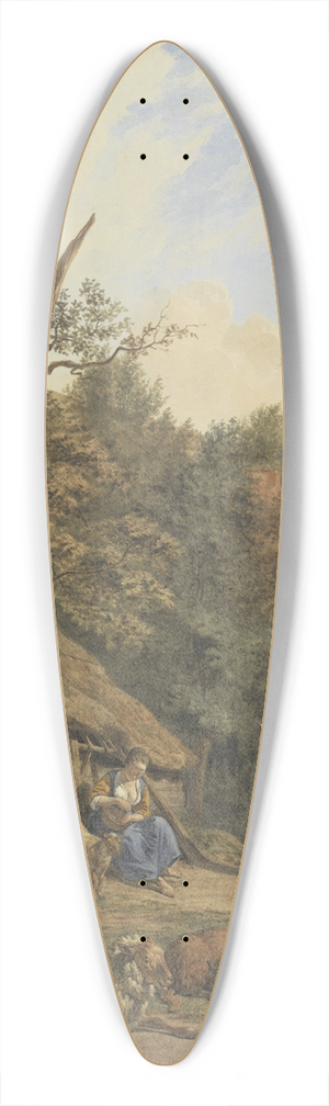 Hendrik Abraham Klinkhamer - Herder, herderin en vee rustend voor een vervallen stal, after Adriaen van de Velde 39.3 inch art pintail longboard deck