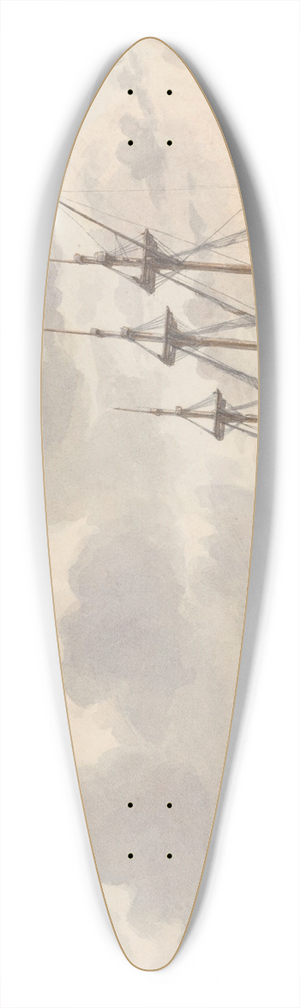 Hendrik Abraham Klinkhamer - Schip in het ijs op een rivier bij een stad 39.3 inch art pintail longboard deck