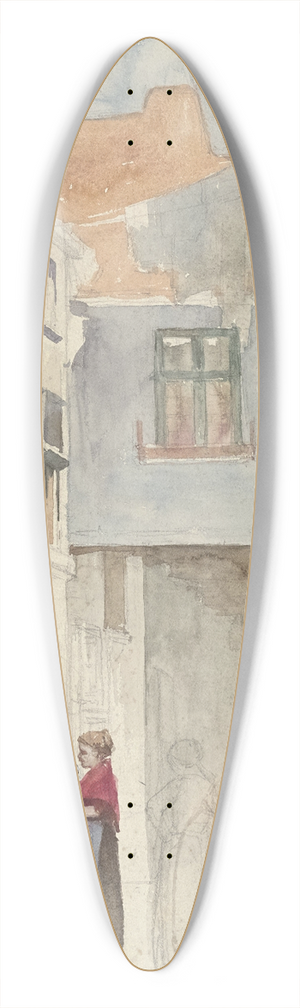 Hendrik Adriaan Christiaan Dekker - Vrouwen met een kind in een steeg 39.3 inch art pintail longboard deck