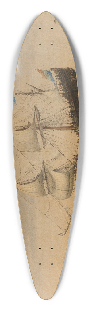 Hendrik Cornelisz. Vroom - A number of East Indiamen off the Coast (The Mauritius and other East Indiamen Sailing out of the Marsdiep) 39.3 inch art pintail longboard deck