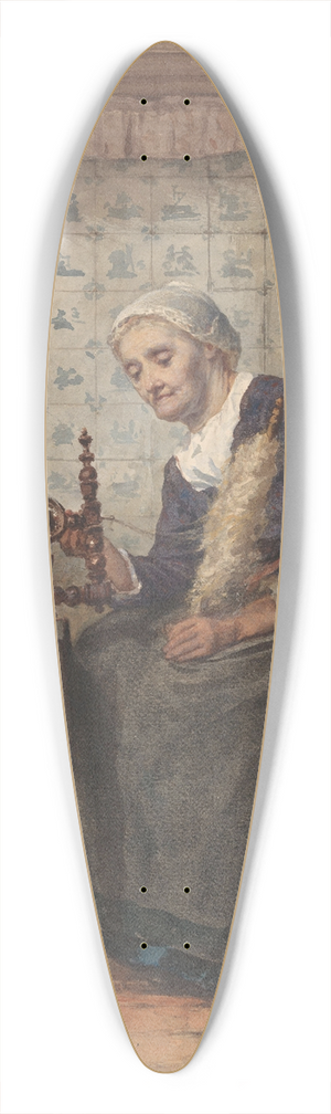 Hendrik Valkenburg - Oude vrouw in interieur aan spinnewiel 39.3 inch art pintail longboard deck