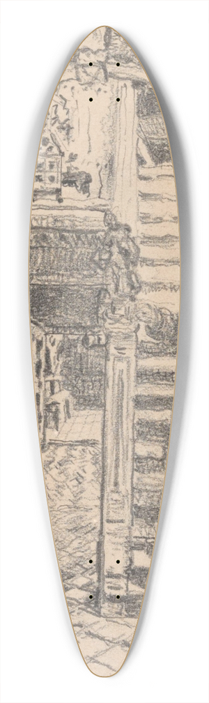Henri de Braekeleer - The Stairs of the Waterhouse in Antwerp 39.3 inch art pintail longboard deck