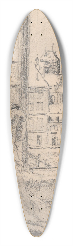 Henri de Braekeleer - The Teniersplaats in Antwerp 39.3 inch art pintail longboard deck