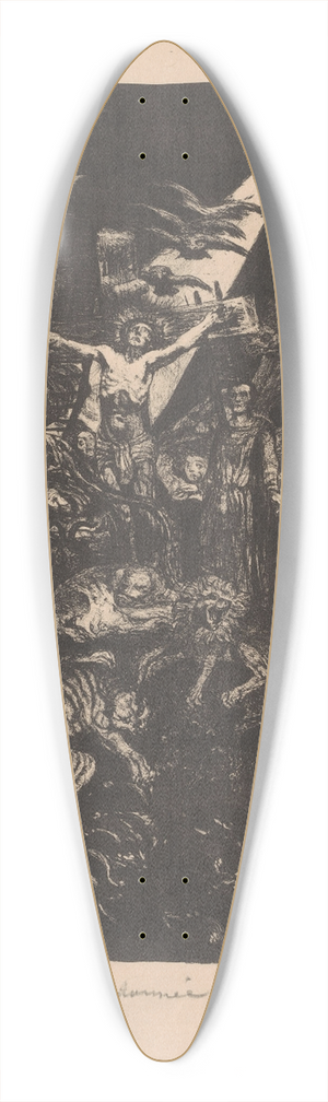 Henri de Groux - Christus aan het kruis omringd door figuren en dieren met op de achtergrond de Eiffeltoren 39.3 inch art pintail longboard deck