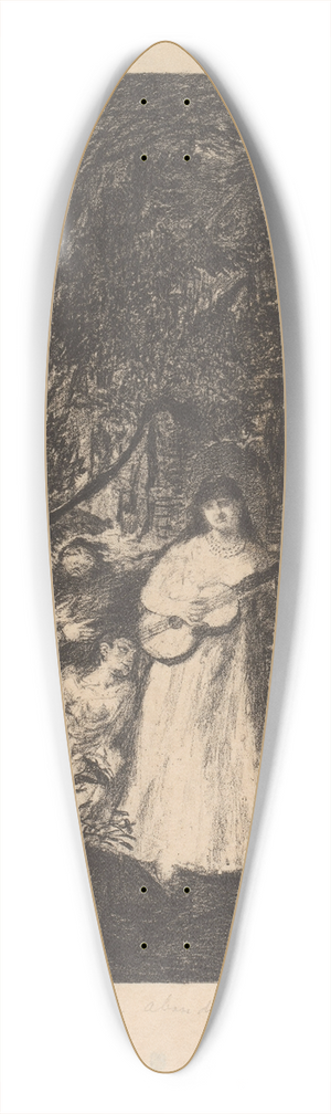 Henri de Groux - Vrouw met gitaar in een bos met figuren 39.3 inch art pintail longboard deck
