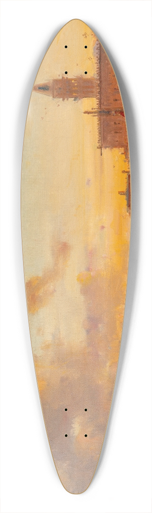 Henri Duvieux - A view of the Doges Palace at sunset 39.3 inch art pintail longboard deck
