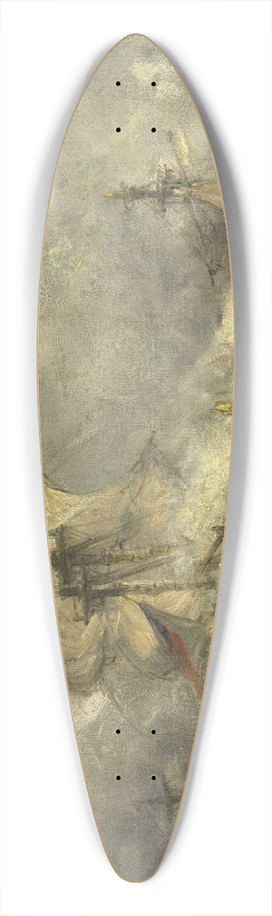 Henri Franois Schaefels - A Naval Battle 39.3 inch art pintail longboard deck