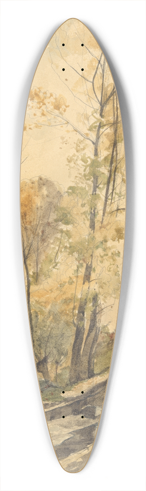 Henri-Joseph Harpignies - Landscape at Famars 39.3 inch art pintail longboard deck