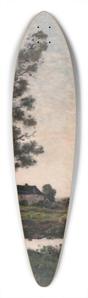 Henri-Joseph Harpignies - La Rigole  St. Priv, Yonne (Rivulet at St. Priv, Yonne) 39.3 inch art pintail longboard deck
