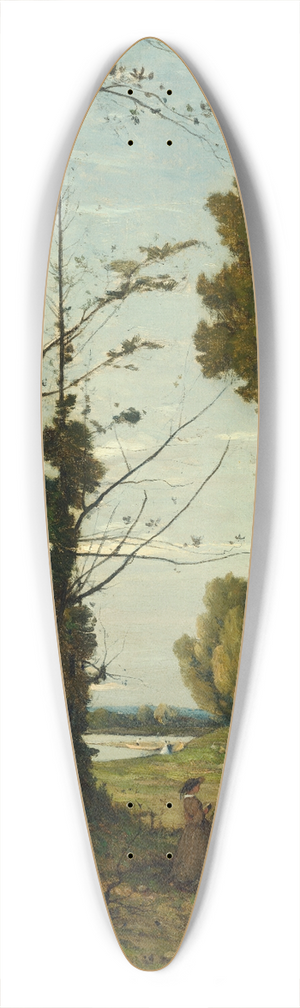Henri-Joseph Harpignies - Reading in the forest 39.3 inch art pintail longboard deck