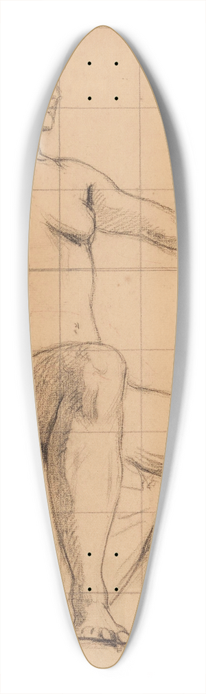 Henri Leopold Lvy - Etude de jeune femme nue assise pointant lindex gauche vers lavant 39.3 inch art pintail longboard deck