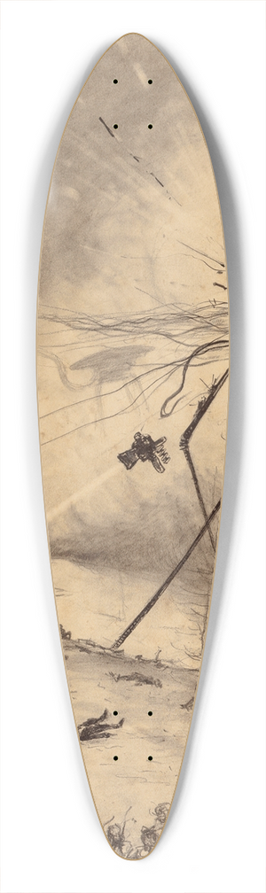 Henrique Alvim Corra - Martian Fighting Machine Hit by Shell 39.3 inch art pintail longboard deck