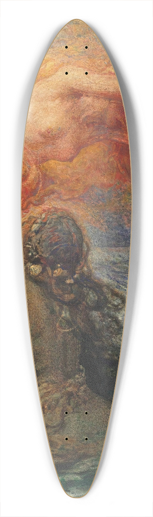 Henry John Stock - Fire and the Sea 39.3 inch art pintail longboard deck