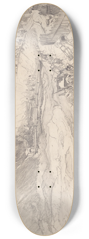 Adolph von Menzel - Open pit mine in Knigshtte 8.25 inch art skate deck