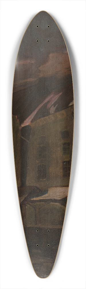 Henryk Szczygliski - Small Market Square in Krakow at Night 39.3 inch art pintail longboard deck