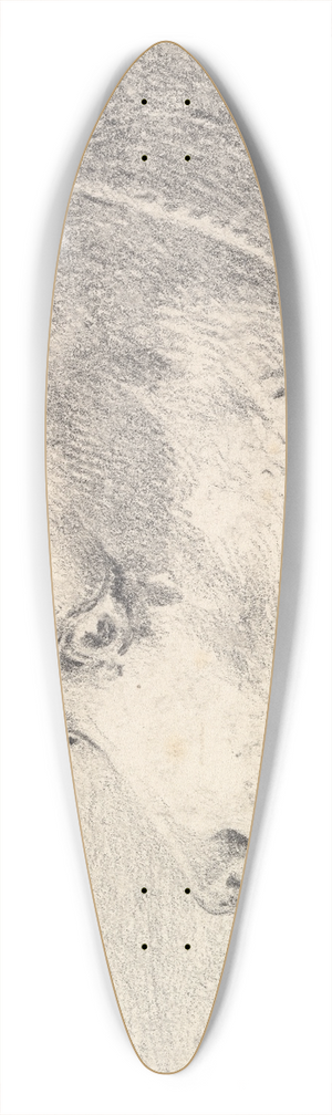 Henry Thomas Alken - Head and Shoulders of a Collie Dog, Wearing a Leash or Tether, Sketchy Sheep in Background 39.3 inch art pintail longboard deck