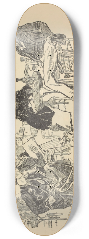 Charles Dana Gibson - In paris. A caf artist 8.25 inch art skate deck Charles Dana Gibson - In paris. A caf artist 8.25 inch art skate deck