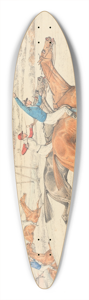 Henry Thomas Alken - Steeplechasing; Five Riders Galloping Right 39.3 inch art pintail longboard deck Henry Thomas Alken - Steeplechasing; Five Riders Galloping Right 39.3 inch art pintail longboard deck
