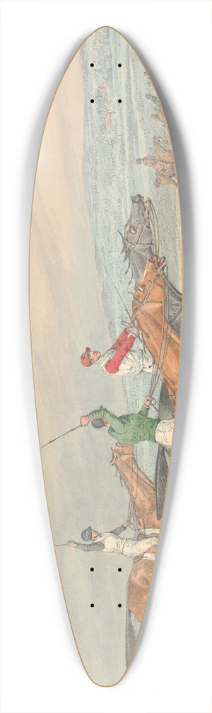 Henry Thomas Alken - Steeplechasing; Three Riders Galloping to Right, Mounted Spectators in Background 39.3 inch art pintail longboard deck Henry Thomas Alken - Steeplechasing; Three Riders Galloping to Right, Mounted Spectators in Background 39.3 inch art pintail longboard deck