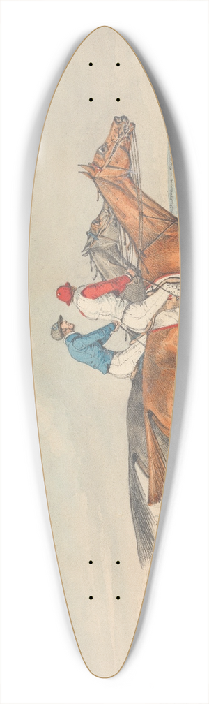 Henry Thomas Alken - Two Jockeys Galloping Neck and Neck to Right 39.3 inch art pintail longboard deck