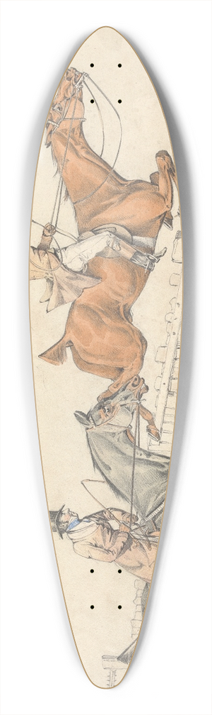 Henry Thomas Alken - Two Riders Jumping a Wooden Fence 39.3 inch art pintail longboard deck Henry Thomas Alken - Two Riders Jumping a Wooden Fence 39.3 inch art pintail longboard deck