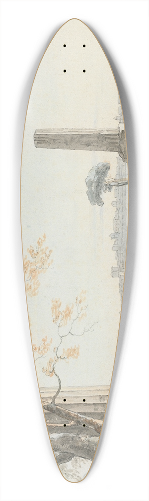 Henry Tresham - Remains of the Temple of Olypian Jove with a View of Ortygia, Syracuse 39.3 inch art pintail longboard deck