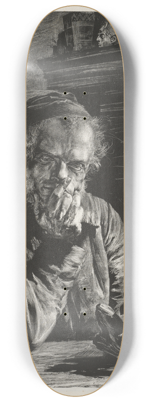 Adolph von Menzel - The Antiquary  Self-Portrait 8.25 inch art skate deck