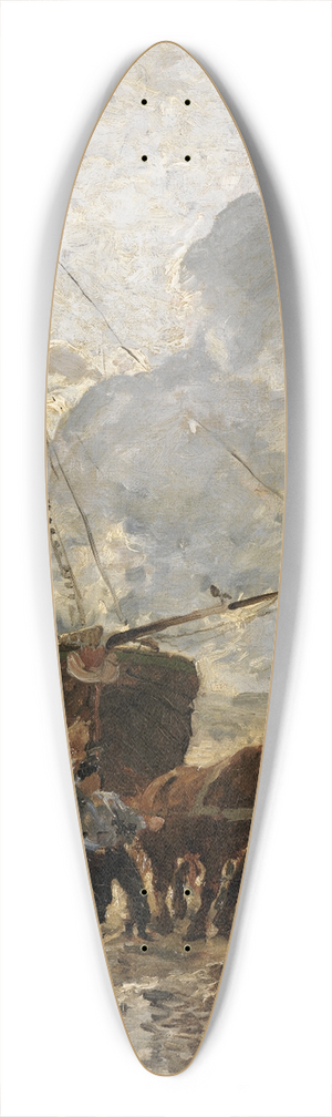 Hermann Baisch - Katwijker Fischer ziehen einen Bom aus dem Schuitengat ins Wasser 39.3 inch art pintail longboard deck