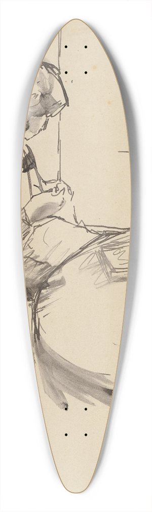 Hermann Lismann - Strickende Frau, auf dem Tisch ein Buch liegend 39.3 inch art pintail longboard deck