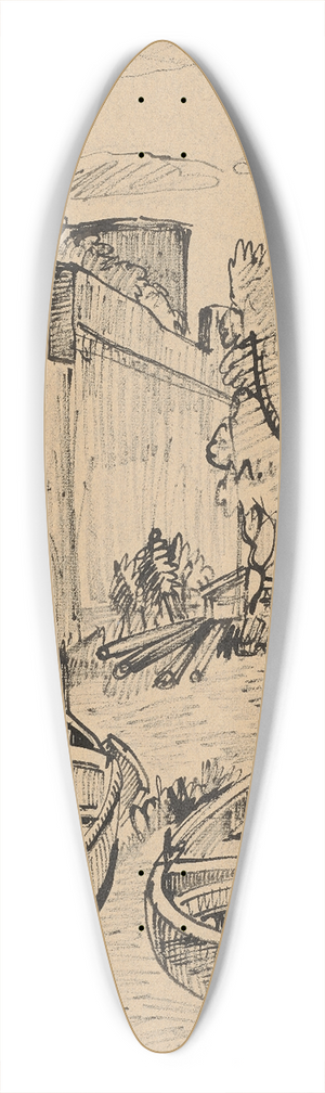 Hermann Lismann - Zwei Boote im Hafen von Collioure 39.3 inch art pintail longboard deck