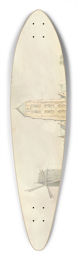 Hermanus Petrus Schouten - Kerk van het dorp Westkapelle in Zeeland 39.3 inch art pintail longboard deck