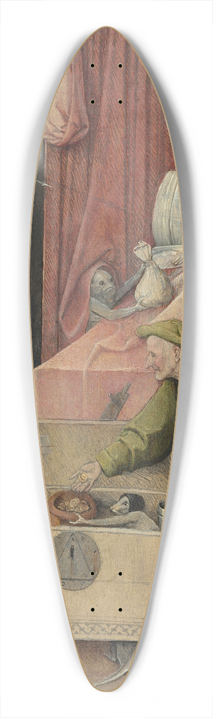 Hieronymus Bosch - Death and the Miser 39.3 inch art pintail longboard deck Hieronymus Bosch - Death and the Miser 39.3 inch art pintail longboard deck