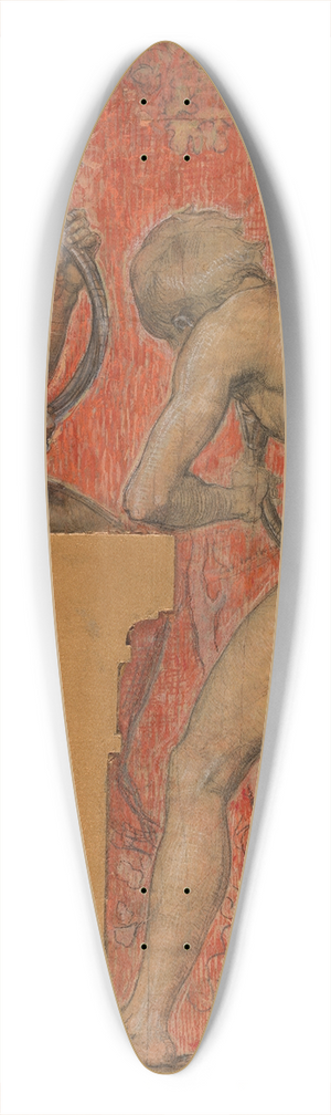 Hippolyte Dominique Berteaux - Deux jeunes garons nus jouant du cor 39.3 inch art pintail longboard deck Hippolyte Dominique Berteaux - Deux jeunes garons nus jouant du cor 39.3 inch art pintail longboard deck