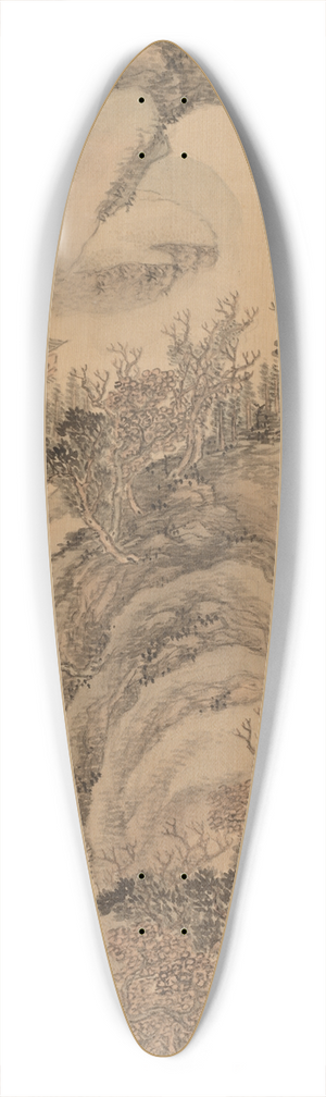 Hoashi Kyu - Sunset over Autumn Mountains 39.3 inch art pintail longboard deck