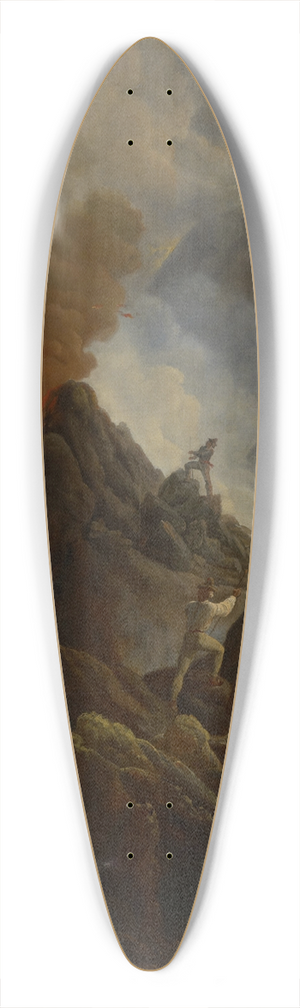Horace Vernet - The Vesuvius Erupting, the Artist and His Father, Carle Vernet, in the Foreground 39.3 inch art pintail longboard deck