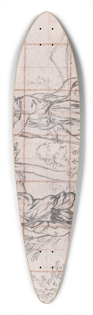 Hubert-Franois Gravelot - Design for a Frontispiece; Shepherds with Flock 39.3 inch art pintail longboard deck