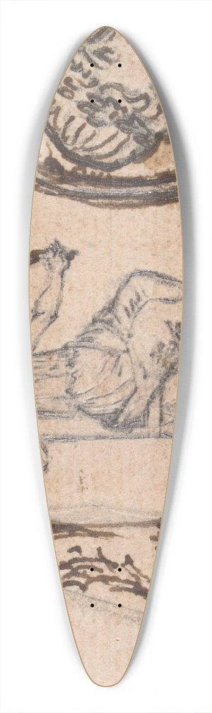 Hubert-Franois Gravelot - Design for a Vignette; Seated Classical Figure 39.3 inch art pintail longboard deck