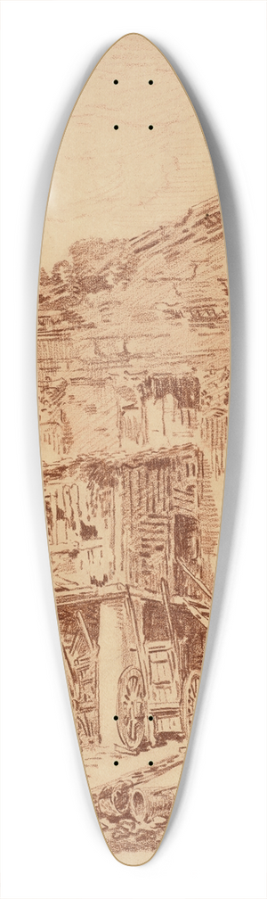Hubert Robert - A courtyard near the Campo Vaccino in Rome 39.3 inch art pintail longboard deck