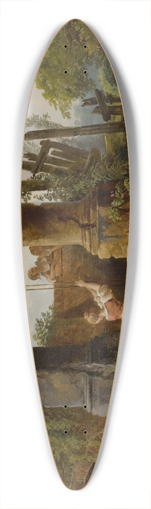 Hubert Robert - A peasant woman at a well 39.3 inch art pintail longboard deck