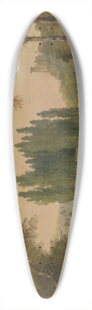 Hubert Robert - A view of the park at Ermenonville with the tomb of Jean-Jacques Rousseau and the Temple de la Philosophie 39.3 inch art pintail longboard deck