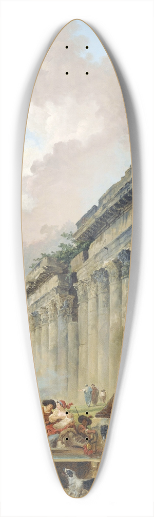 Hubert Robert - Imaginary View of Rome with Equestrian Statue of Marcus Aurelius, the Column of Trajan and a Temple 39.3 inch art pintail longboard deck