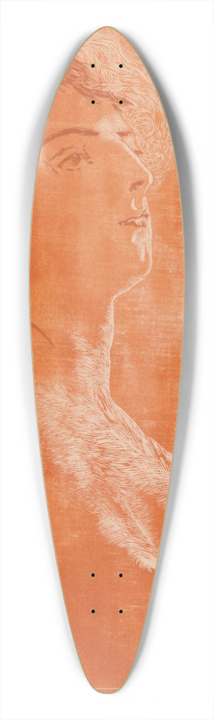 Huib Luns - Portret van een vrouw met ontbloot bovenlijf 39.3 inch art pintail longboard deck
