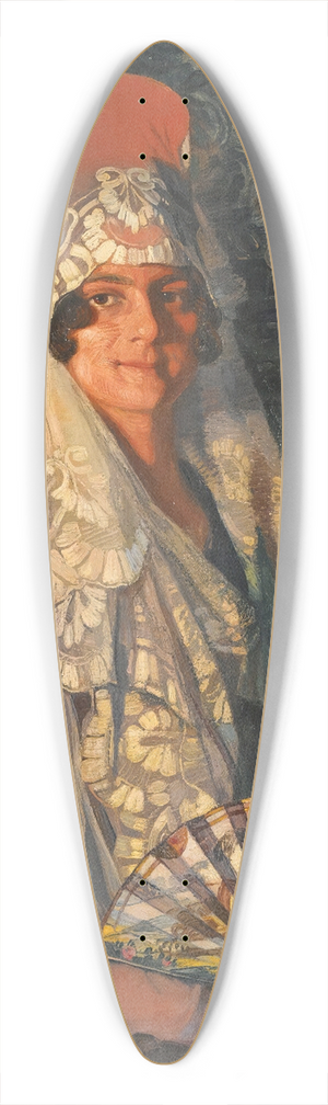 Ignacio Zuloaga - Damacon mantilla y abanico (lady with mantilla and fan) 39.3 inch art pintail longboard deck