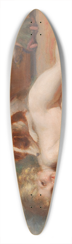Imre Gergely - Child with Dog and Doll 39.3 inch art pintail longboard deck