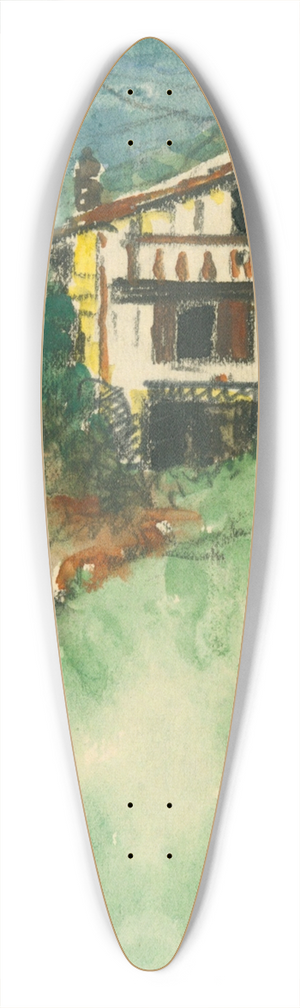 Irene Weir - A Basque House, ThePyrenees 39.3 inch art pintail longboard deck