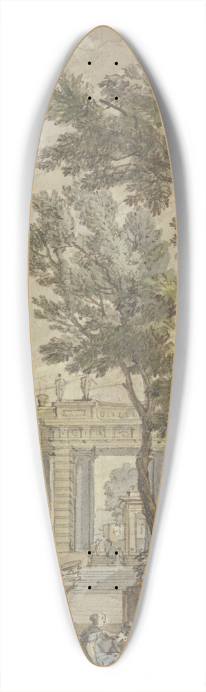 Isaac de Moucheron - Antique seaport 39.3 inch art pintail longboard deck
